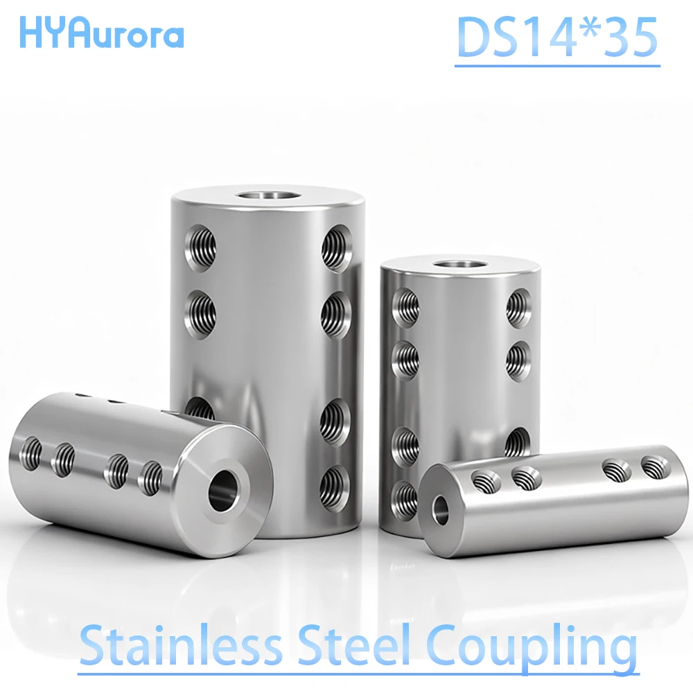 Stainless Steel Rigid Shaft Coupler 4mm 5mm 6mm 7mm 5.55mm 8mm Bore Double Set Screw High Torque for CNC Motor