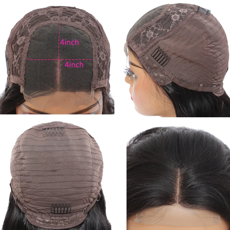 4*4 Lace Frontal Bob Wigs for Black Women Side Part Black Human Hair Lace Wig for Afro African Short Straight Black Women‘s Hair