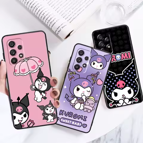 Kuromi Melody Sanrio Cute For Samsung A53 A52 A33 A32 A51 A71 A21S A13 A73 A55 A22 A23 A35 A72 A54 A12 5G Black TPU Phone Case