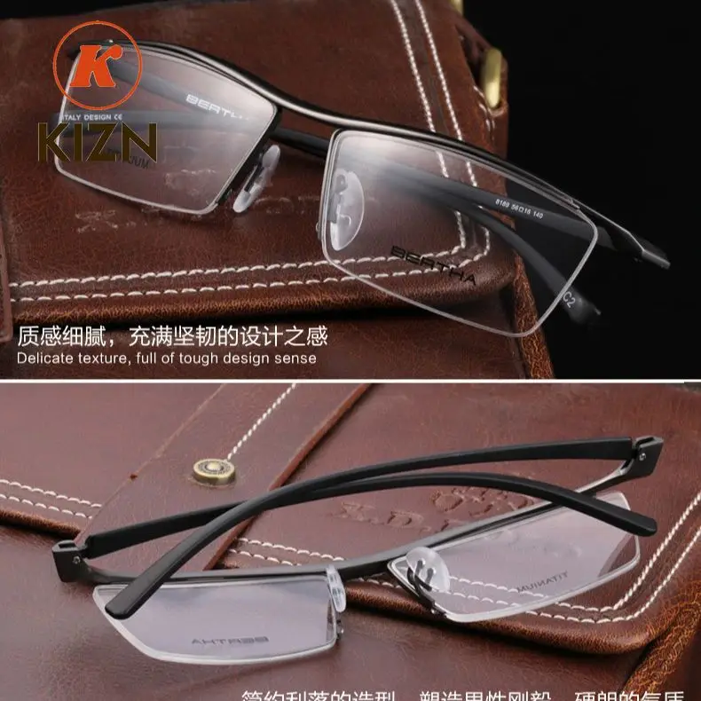 

KIZN Men Myopia Hyperopia Progressive Prescription Glasses Business Style Clear Recipe Lenses Eyeglasses Half Frameless