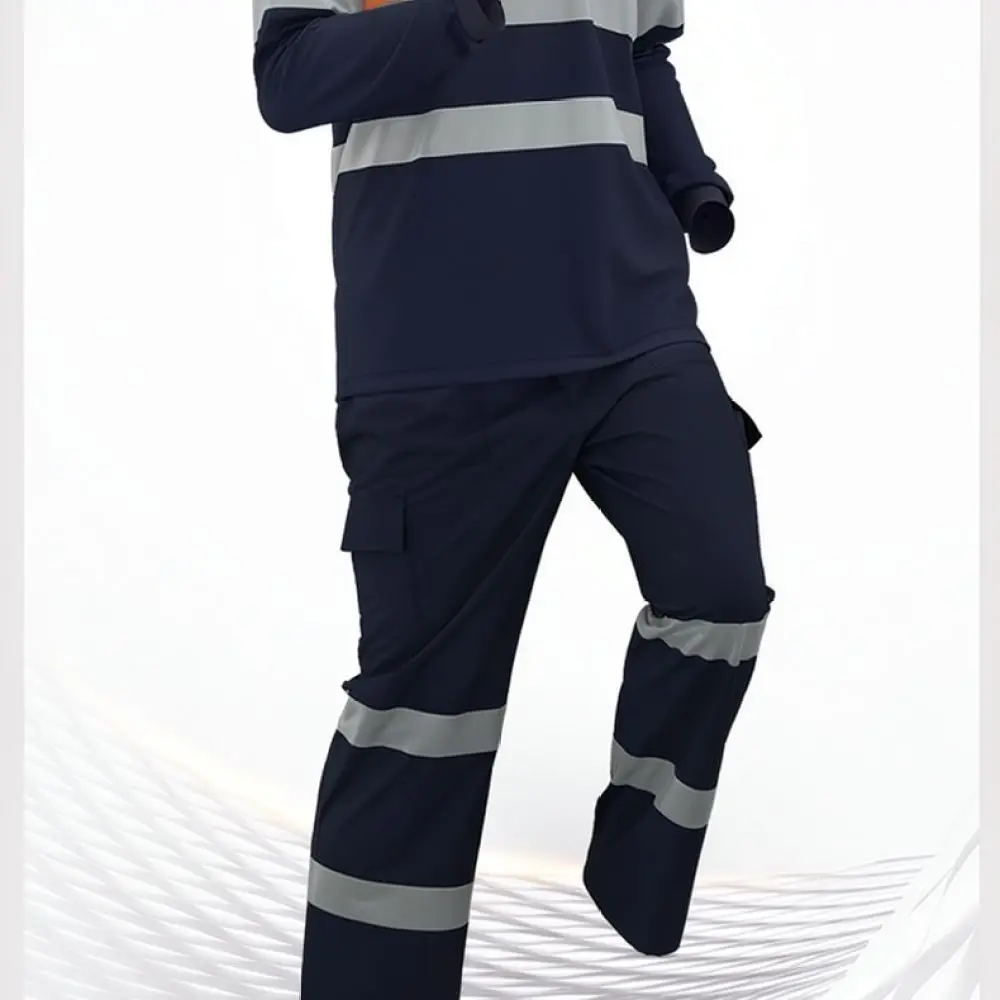 Safety Work Polo Shirt High Visibility Reflective Strip Long Sleeve Apparel For Warehouse Construction Workers Uniform