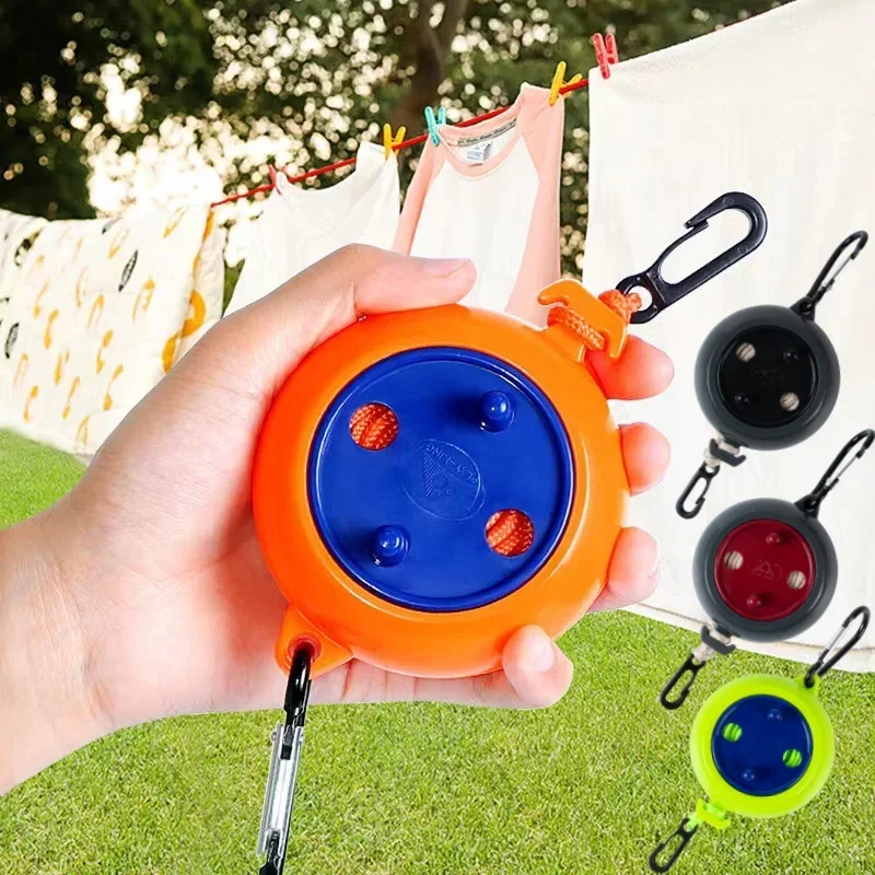 

8m Non-Perforated Clothesline Retractable Portable Travel Drying Rack Outdoor Camping Windproof Portable Hanging Rack Clothing