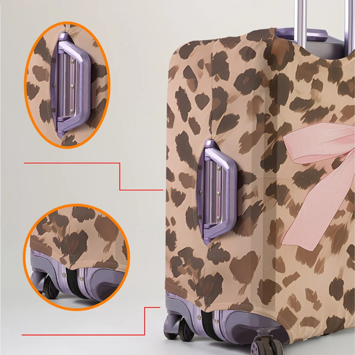 Gepäckschutzhülle mit Tiermuster, Set, geeignet für 18-32 Zoll Gepäckhülle, Koffergriffhülle, Reisezubehör – Detail 3