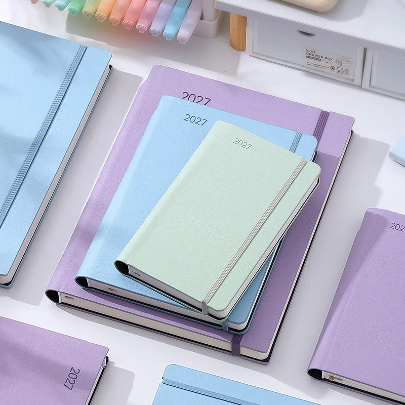 2027 Daily Planner and Efficiency Handbook with PU Hard Cover, Elastic Band, Thread Binding and 352 Pages for Weekly Time