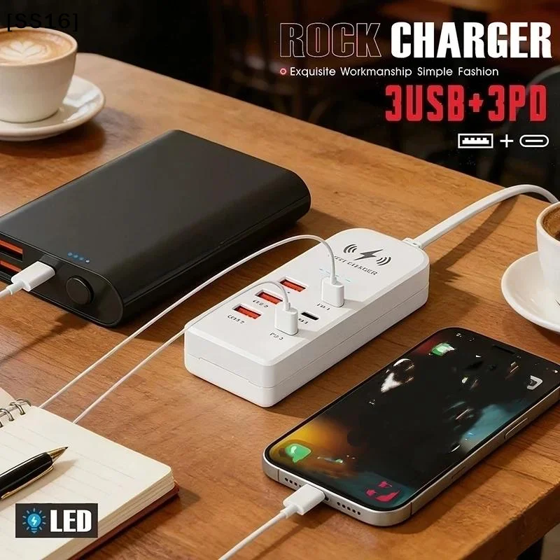 〔SS16〕3 USB 3 Type C Charger Power Strip Universal Fast Charging EU US Plug Adapter Socket
