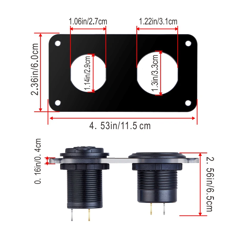 12/24V QC3.0 PD Car Charger Socket Quick Charge Dual USB with ON/OFF Outlet Panel Adapter for Truck Camper Caravan Accessories