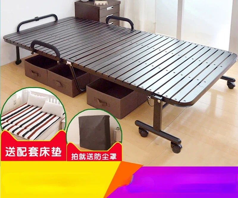 Single solid wood folding bed