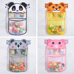 Baby Bathroom Mesh Suspendable Shower Products Game Bag Cute Cartoon Transparent Multifunction Bath Toy Organizer with 2pcs Hook