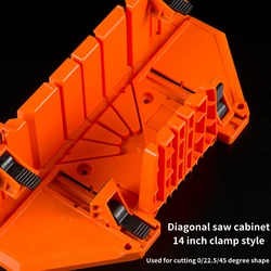 Caja de inglete de sierra de corte de ángulo de 90 grados, gabinete de sierra Diagonal, ranura de corte oblicua DIY, caja de inglete de sujeción de carpintería, 14 pulgadas, 45