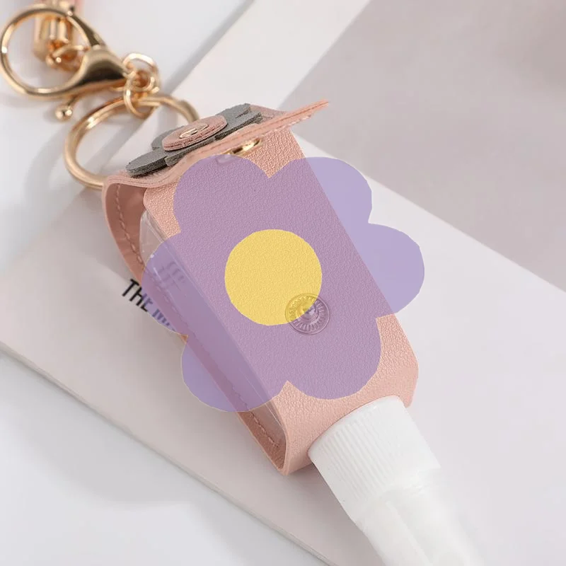 

Флакон-спрей для спирта 30 мл, пустой, портативный, с держателем-брелоком, кожаным чехлом и подвеской, для дезинфицирующего средства для рук/тоника