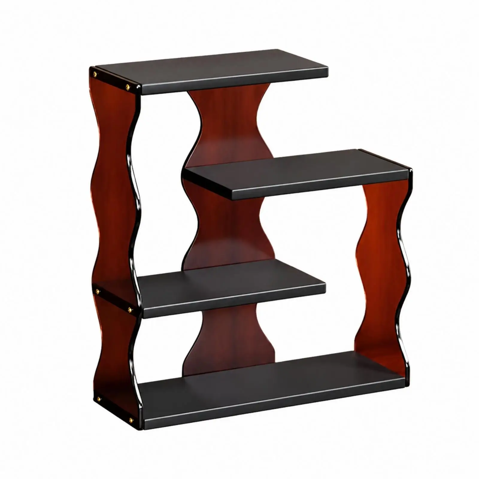 Four-Tier Acrylic Storage Rack Versatile Freestanding Cup Rack with Wavy Side Panels Easy to Clean Tiered Countertop Shelf with
