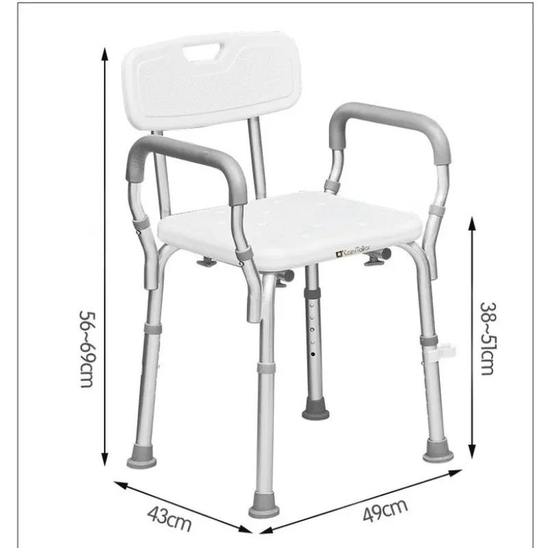 Bath Stool Height Adjustable Aluminum Alloy Shower Chair Waterproof Antislip Easy Cleaning Shower Chair for Elderly and Pregnant image 6