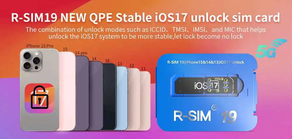 R-SIM19 Новая стабильная разблокированная SIM-карта QPE для iPhone 15 Plus 14 13 Pro Max 12 IOS17