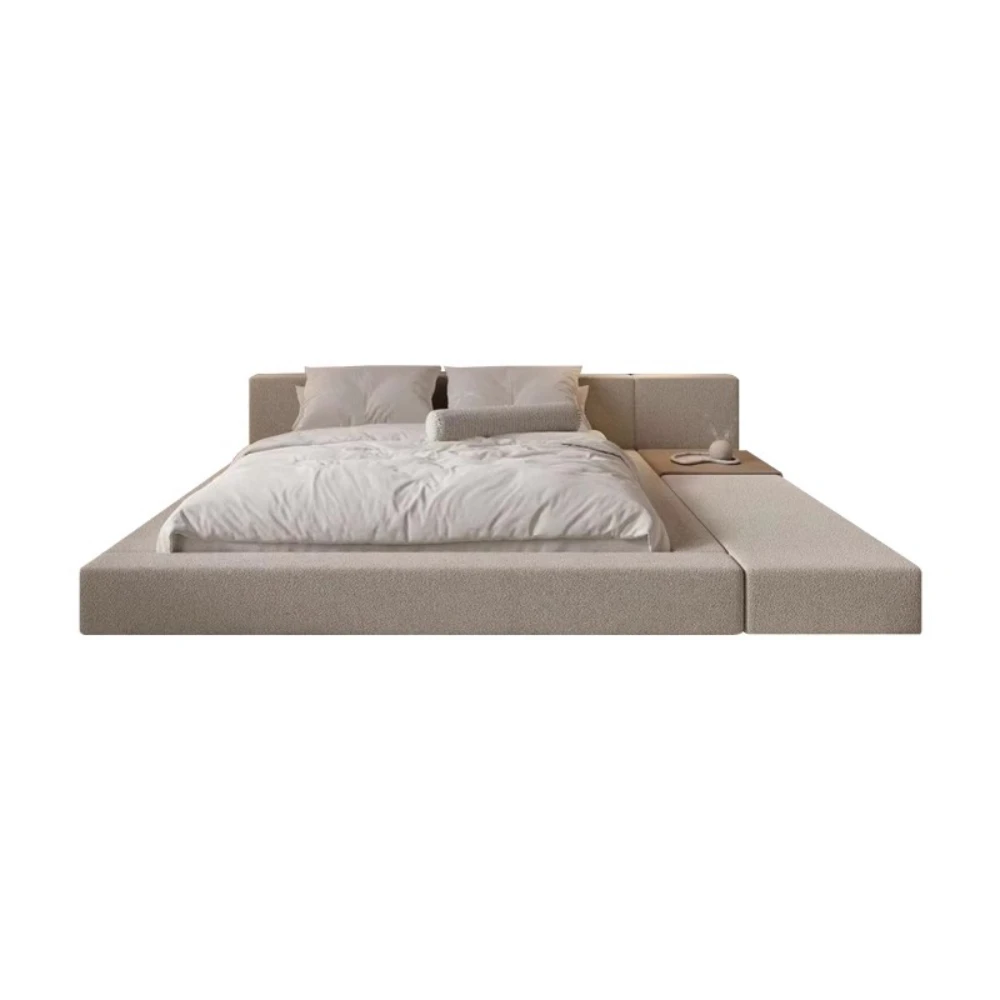 Marcos de cama Queen blancos minimalistas y elegantes para niños, tapicería moderna, espacio de almacenamiento, Camas francesas, decoración del hogar