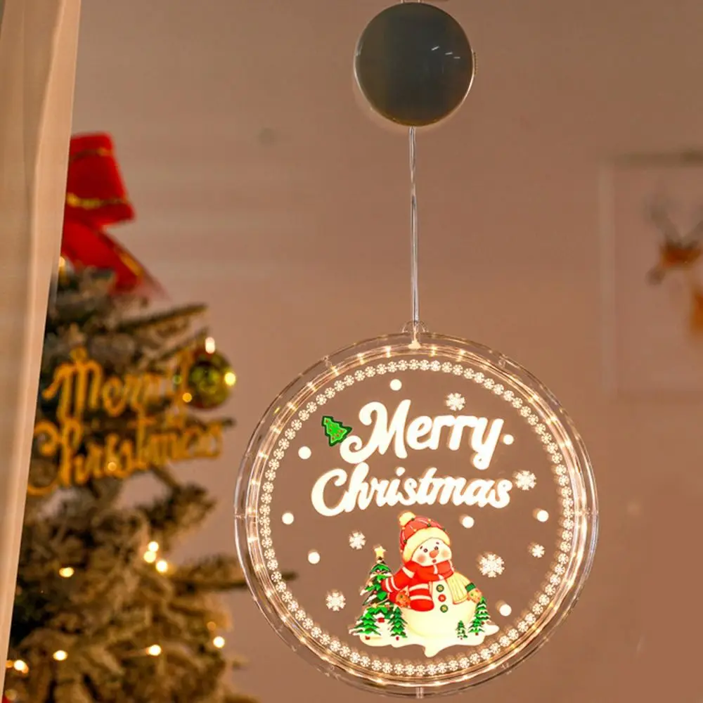 Flashing Window Suction Cup Lamp Hanging Snowflake Christmas Suction Cup Pendant Santa LED Light Christmas Window Lights