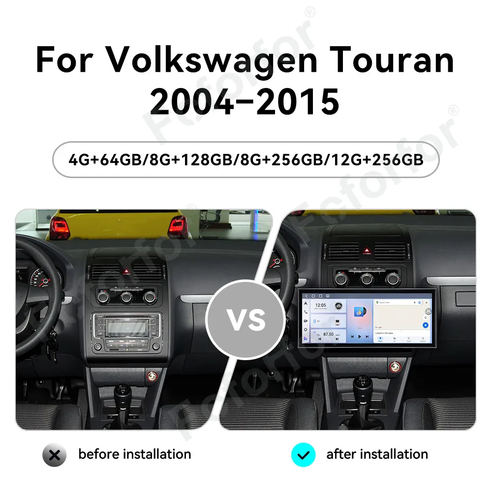 Wireless CarPlay 15.8 Inch Android 15 HD Touch Screen GPS Navigation For Volkswagen Touran 2004-2015 DSP Car Audio Radio Stereo