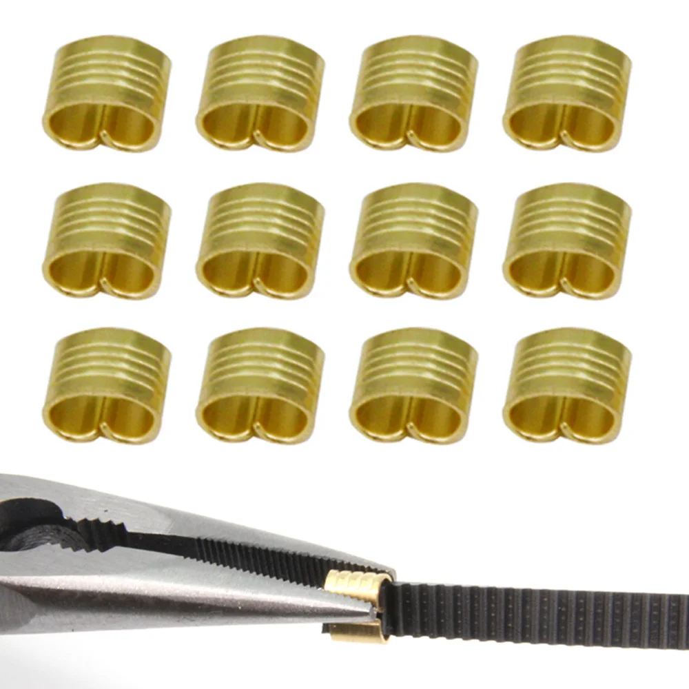 12/20pcs 2GT Belt Clamp, Copper Buckle, Durable Wire Cable Connector, 3D Printer Belt Crimps Ends fits for 6mm 3D Printer Belt