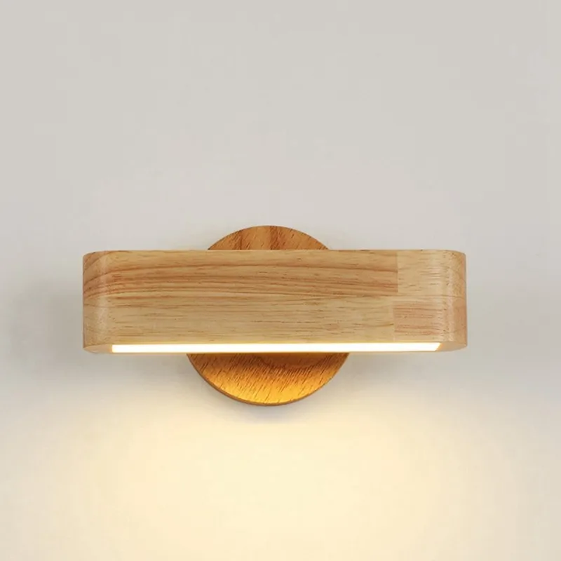 AA19 Nordic Minimalist Solid Wood Wall Lamp - LED, Multi-Color, Ideal for Bedroom, Living Room, Hallway