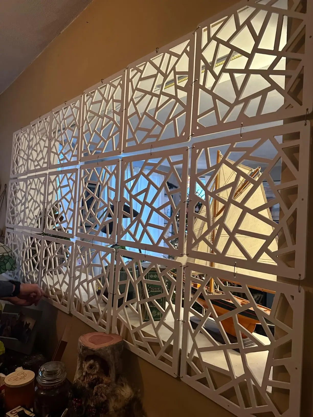 17pieces Modern Simple A living room Hanging folding screen Hollow White Dining room partition The entrance curtain Biombo