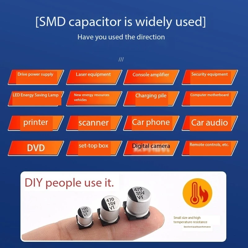 5ชิ้นตัวเก็บประจุอลูมิเนียมอิเล็กโทรไลติก SMD 16V 25V 35V 50V 100uF 220uF 470uF 47uF