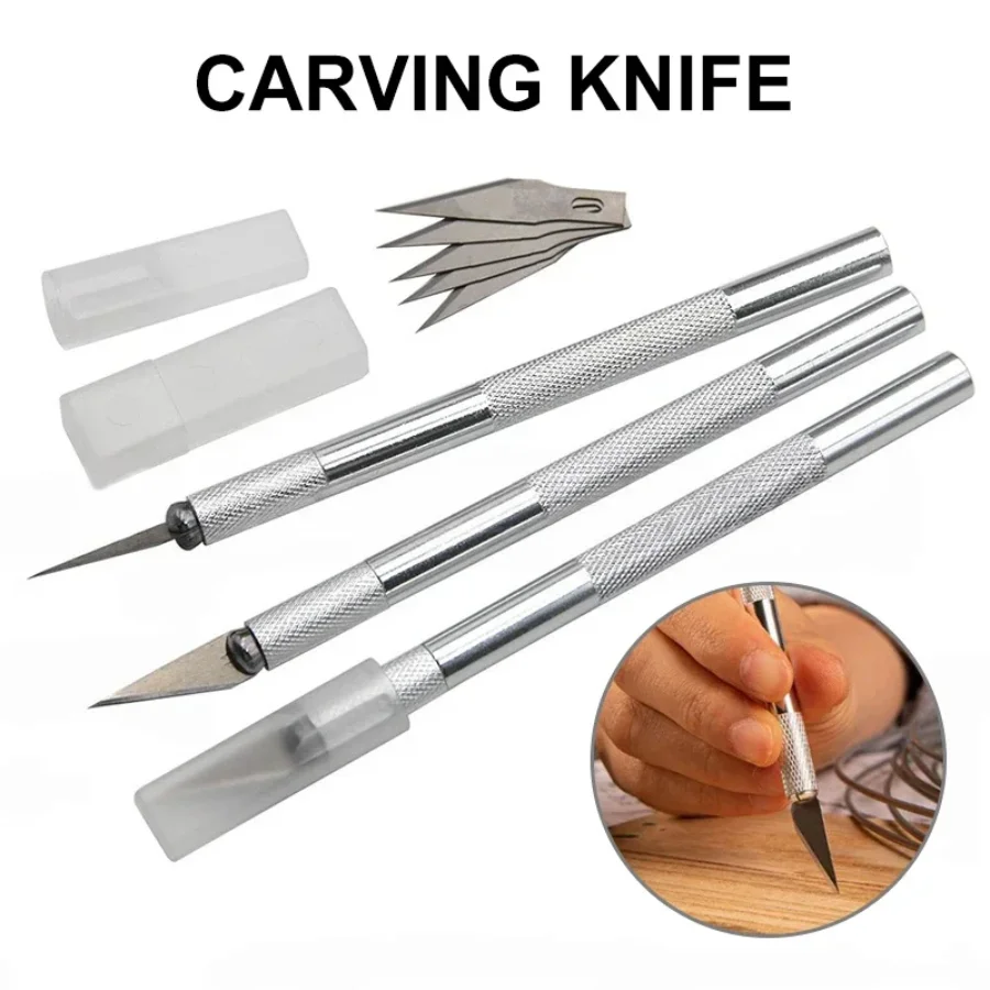 DIY Aluminum Alloy Hand Carving Knife Model Making Art Knife Woodcarving Hand Account Cutting Paper Cutting Tool Accessories