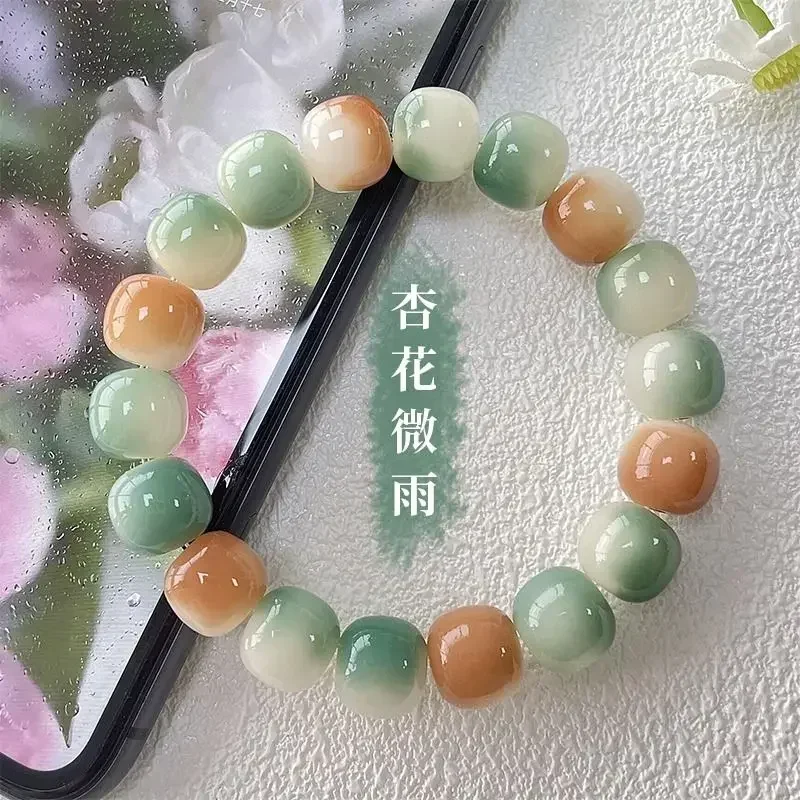 Natural Original Ecology White Jade Bodhi Root Bracelet Female Finger Soft Single Circle Literary Play Buddha Bead Bracelet Male