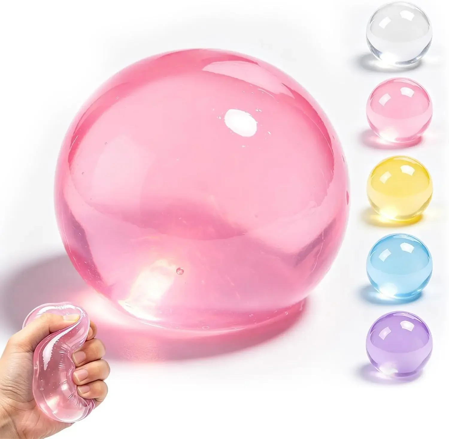 Coconut Oil Colorful Squish Ball Soft Jelly Fidget Squeeze Toy Transparent Stress Relief Decompression Toy Party Kid Adults Gift