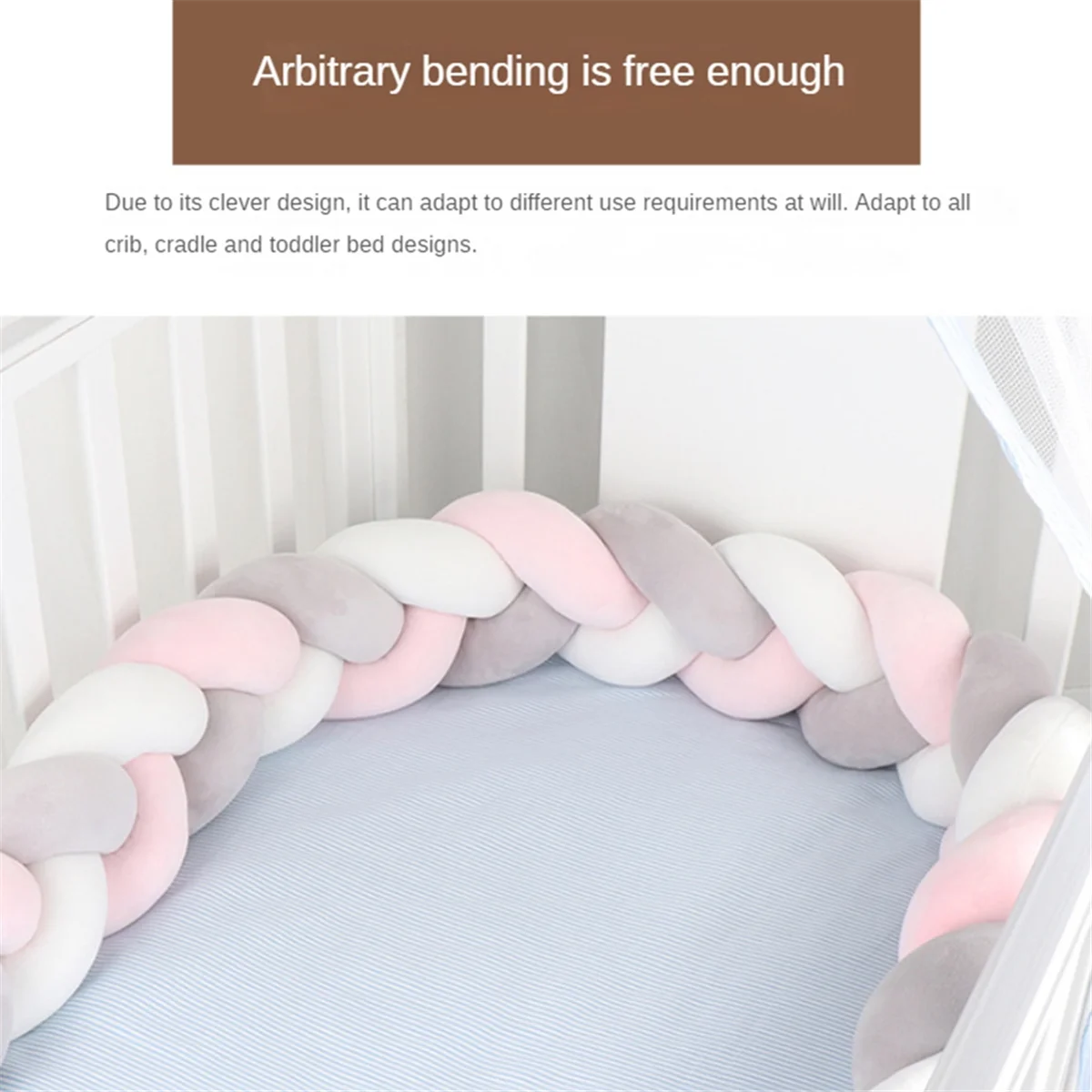 AT53 Baby Twisted Bed Surround Plush Children Room Decorative Anti-Collision Strip Softs CottonRope Bed Hand-Woven Mat 400cm