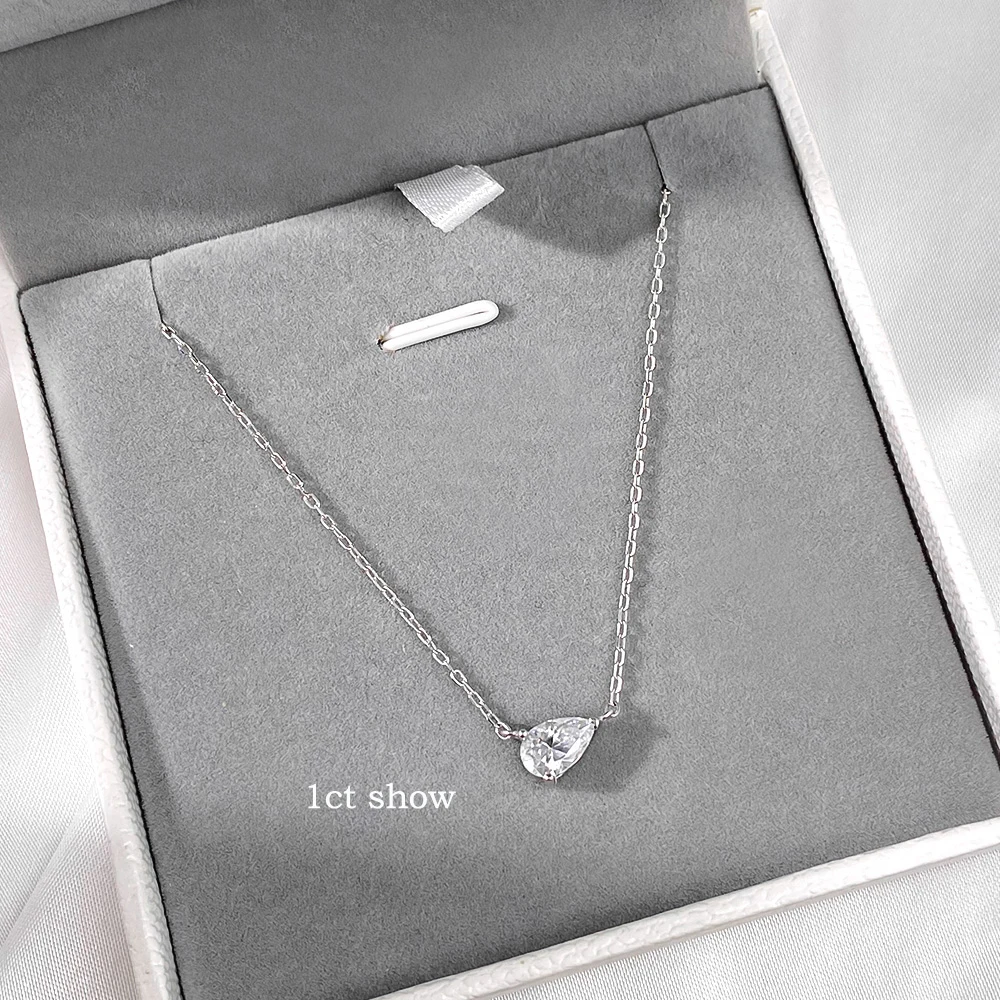 Smyoue 18k مطلي 1CT 2CT 3CT الكمثرى قطع مويسانيتي قلادة للنساء الكلاسيكية مختبر قلادة الماس GRA فضة 925 سلسلة