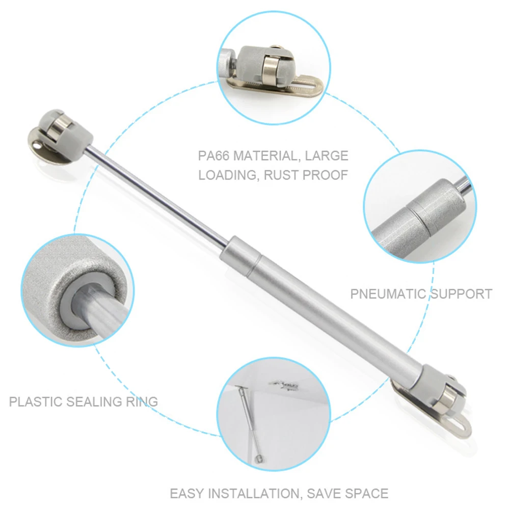 80N/100N/120N Hydraulic Furniture Door Lift Support Stay Soft Close Open 2pcs Hydraulic Gas Stay Holder Cabient Hardware