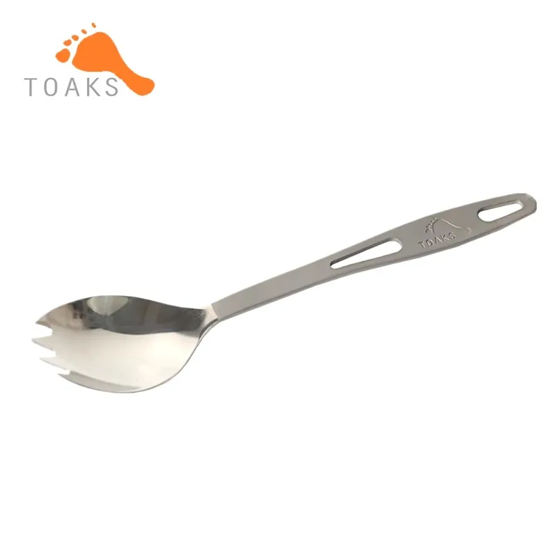 TOAKS Titanium Spork Semi-Polished Tableware Outdoor Picnic and Household Dual-Use168mm SLV-01