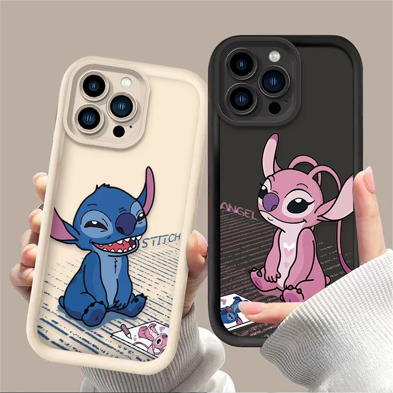 Disney Cartoon Stitch Cassa Del Telefono per iPhone 17 Air 16 16E 15 14 13 12 11 Pro Max X XS XS XS Max XR SE 2020 SE4 7 8 Copertura In Silicone