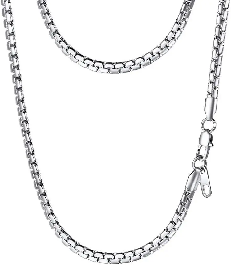 

Стильное мужское ожерелье Prosteel из нержавеющей стали с плоской цепочкой-бокс, серебристого/золотистого/черного цвета, гипоаллергенное украшение, 14-30 дюймов