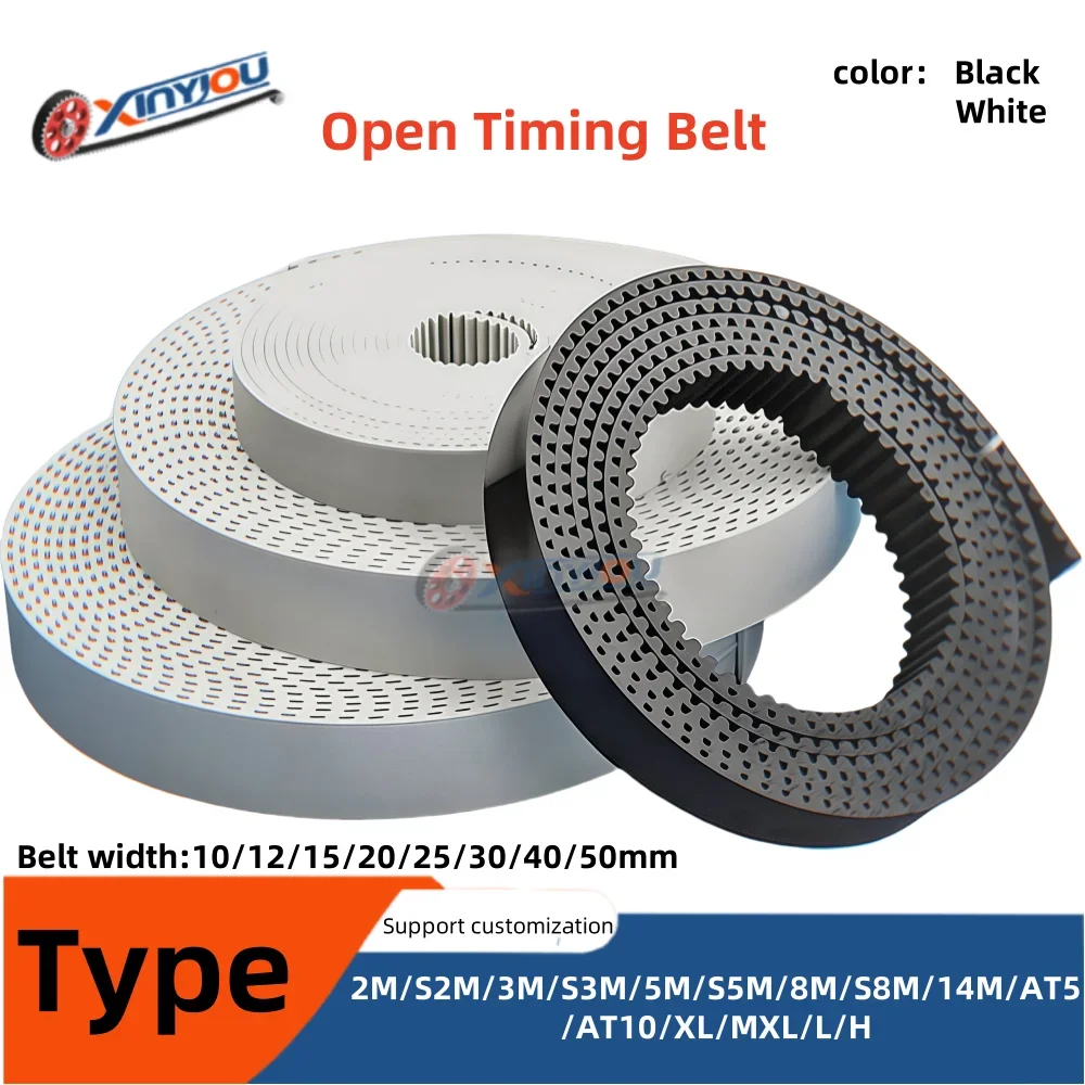 3M/S3M/5M/S5M/8M/S8M/AT5/AT10/T10/XL/MXL/L/H ruber and  PU Open Timing Belt with Steel Core beltWidth10/12/15/20/25/30/40/50mm
