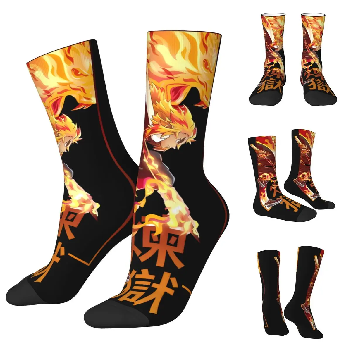 Chaussettes d'impression Anime pour hommes et femmes, jolies, applicables tout au long de l'année, Rengoku Kyoujurou DEsimplifié SLAharning, IQUE Gift