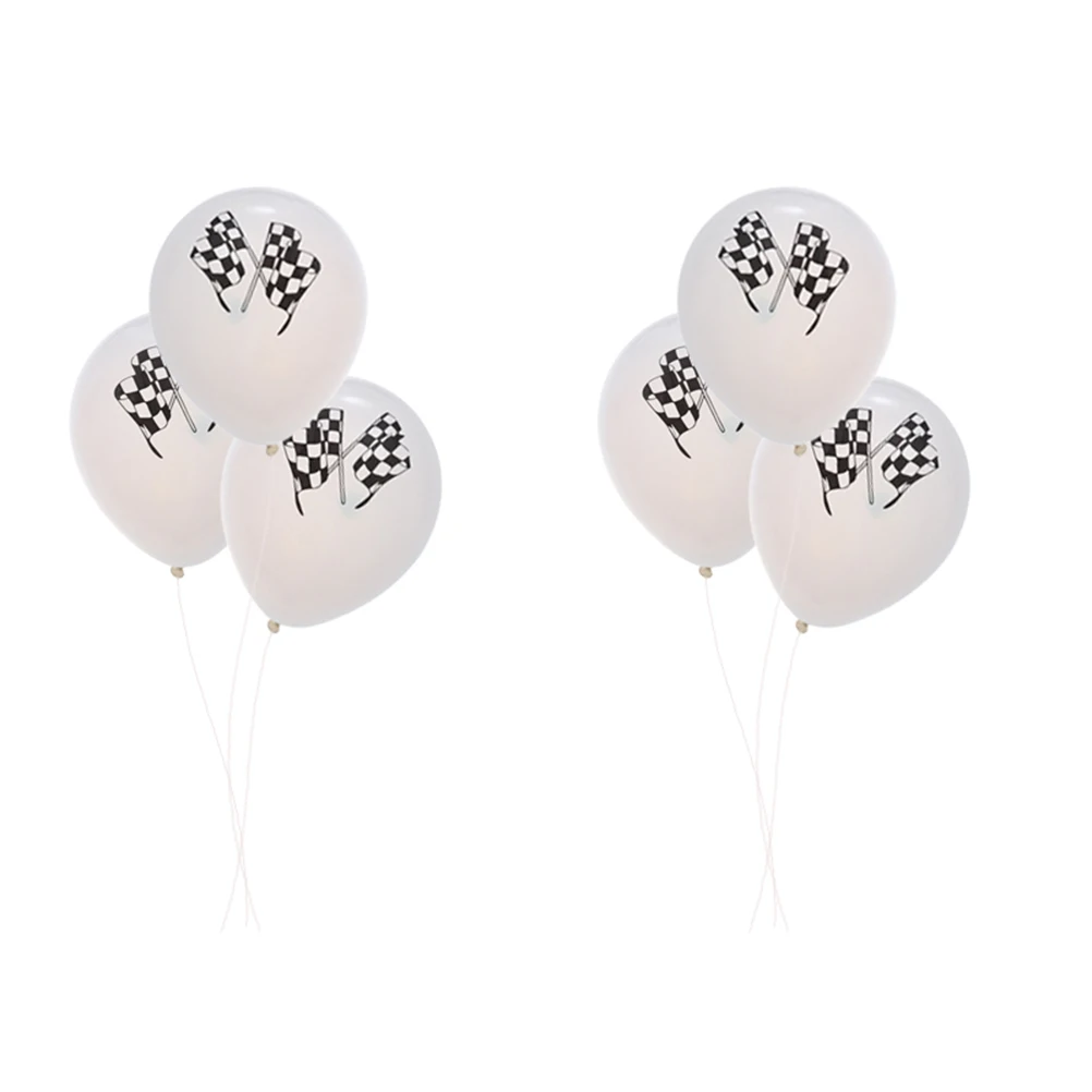

12pcs Biodegradable Latex Balloons Racing Car Themed Party Decorations Checkered Flags