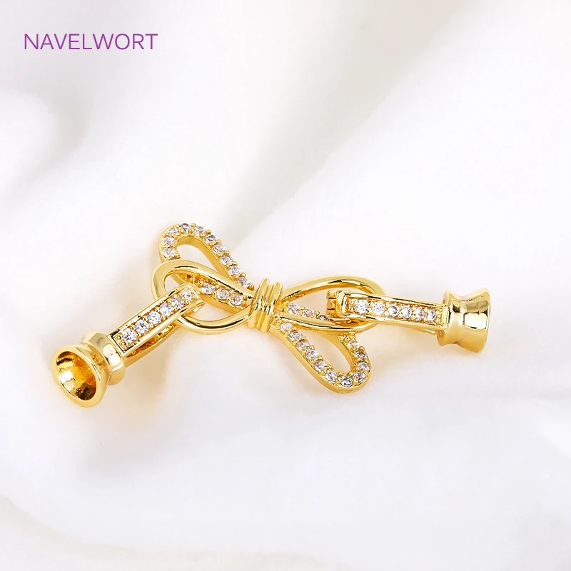 18K Gold Plated Heart Pearl Clasp Connector For Bracelet Necklace Making,Inlaid Zircon Hook Clasp,Brass Jewelry Accessories