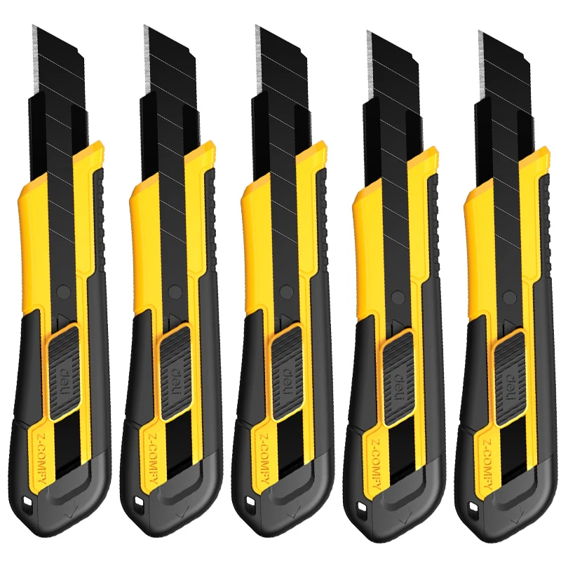 DELI Utility Knife 18MM Wide Snap-Off Blades, Exacto Knife for Cutting Box, Wrapping, Cardboard Cutter Retractable