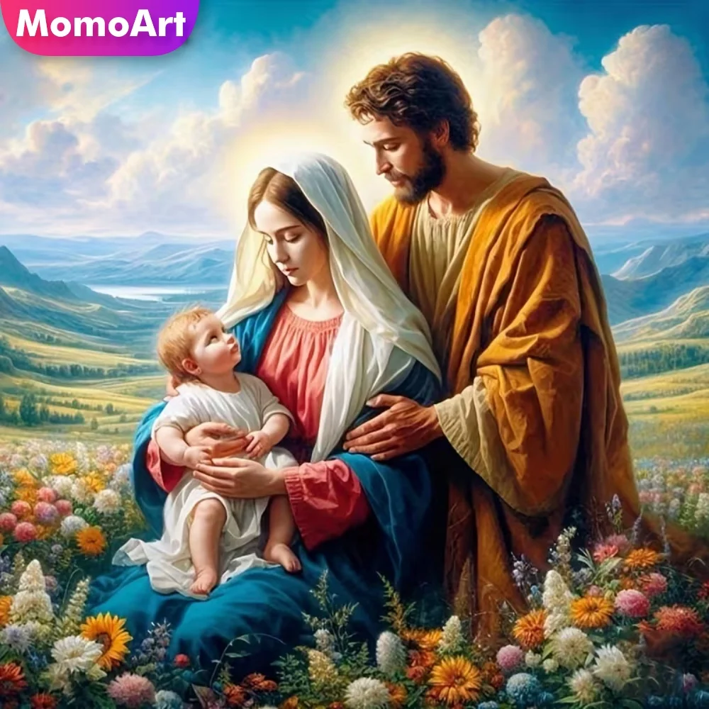 Momoart Vollquadratische und Runde Diamant-Malerei Religion Porträt-Sets Neuerscheinung Diamant-Mosaik Mann Frau Kind DIY Heimdekoration