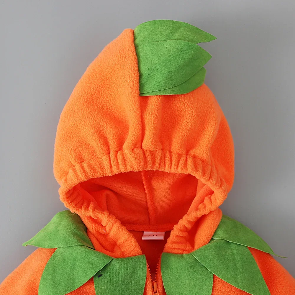 Halloween-Partykostüm für Babys: Kürbis-Kapuzen-Strampler mit gestreifter Hose, Kinder-Cosplay-Verkleidungsset – Detail 8