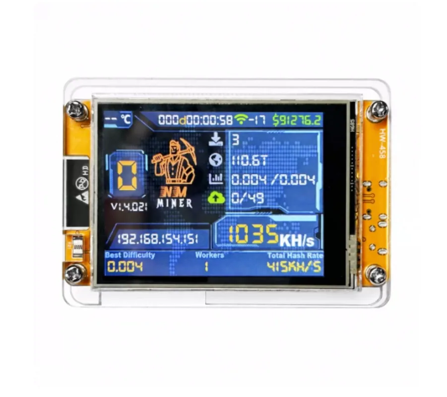 ESP32 987KH/s Crypto Solo Miner Kit, Acrylic Case & 4-Slot Stand, 2.8