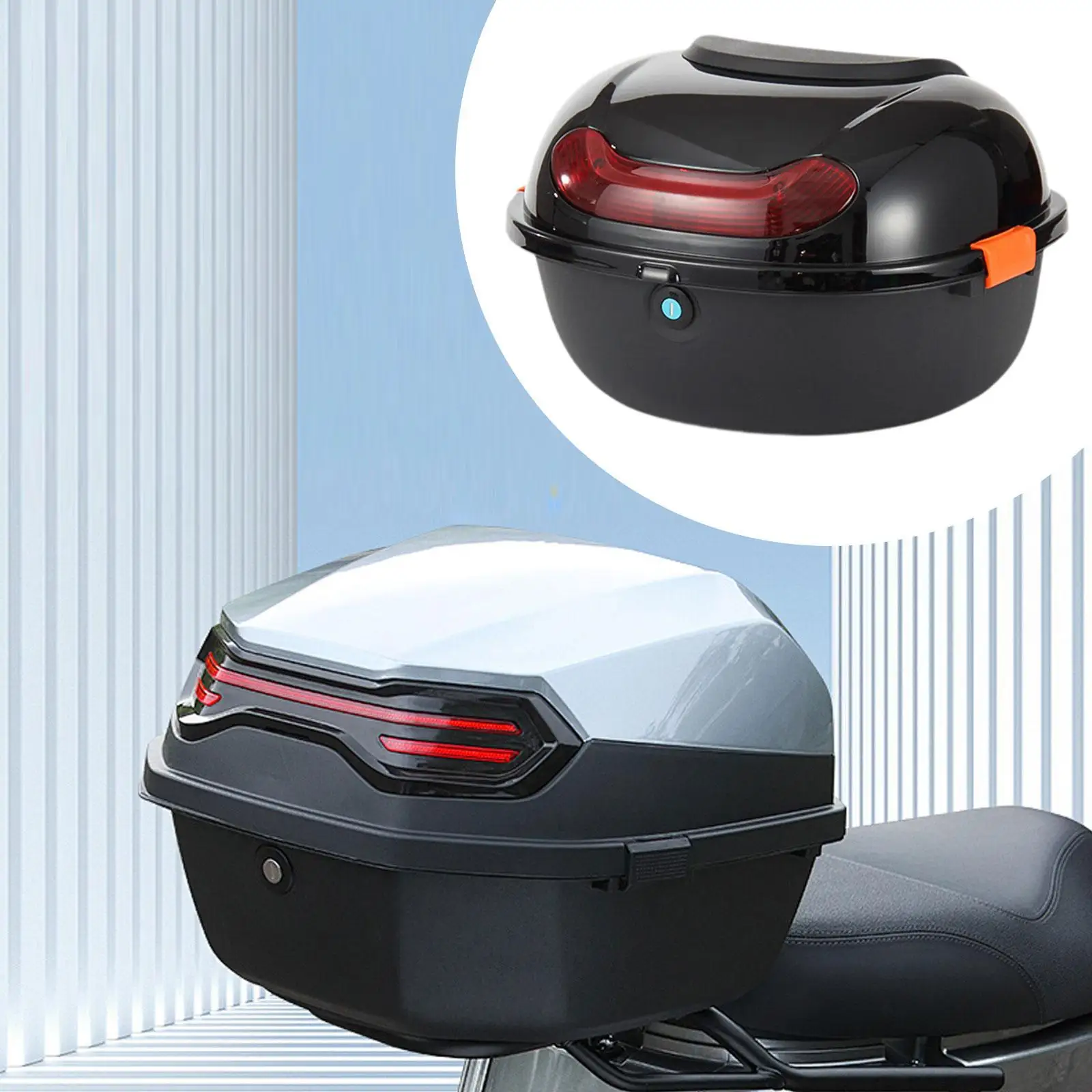 Electric Motorbike Rear Trunk Box Waterproof PP Storage Lockable Top Case for Scooter with Installation Kit