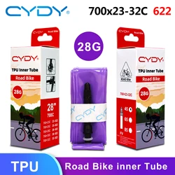 CYDY 700C BIke Inner TPU Tube 700×23C 25C 28C 30C 32C Tire 45/65/85mm sv Road bicycle French Valve 28‘’ultralight inner penu 28g