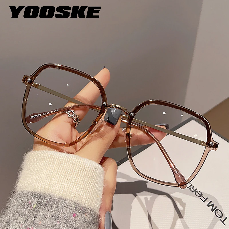 YOOSKE Transparent Computer Glasses Frame Women Men Anti Blue Light square Eyewear Blocking Glasses Optical Spectacle Eyeglass