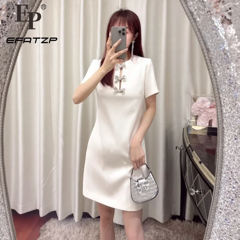 

White Commuter Dress French Hepburn Style Thin High-end Elegant A-shaped Dress