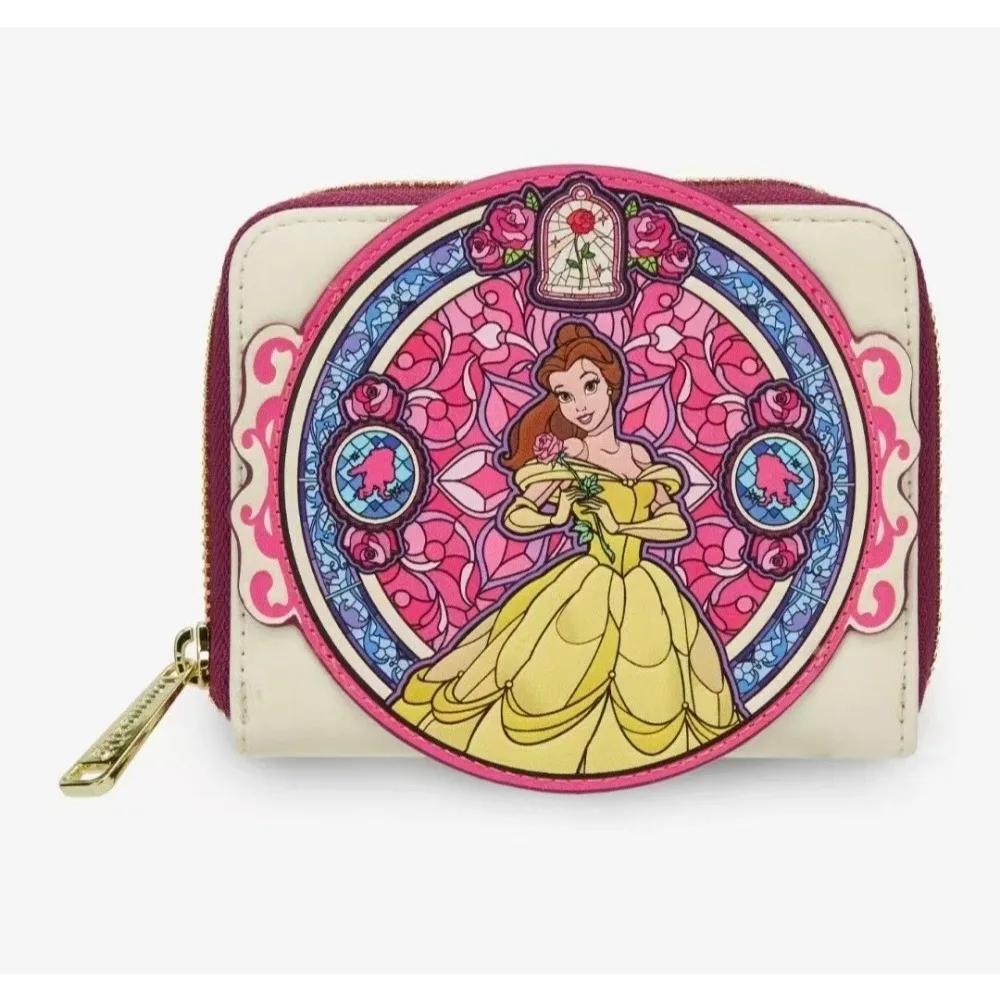 

Beauty and The Beast Belle Stained Glass Portrait Mini Backpack Wallet Card Bag Storage Bag Coin Purse Fashion Girls Gifts