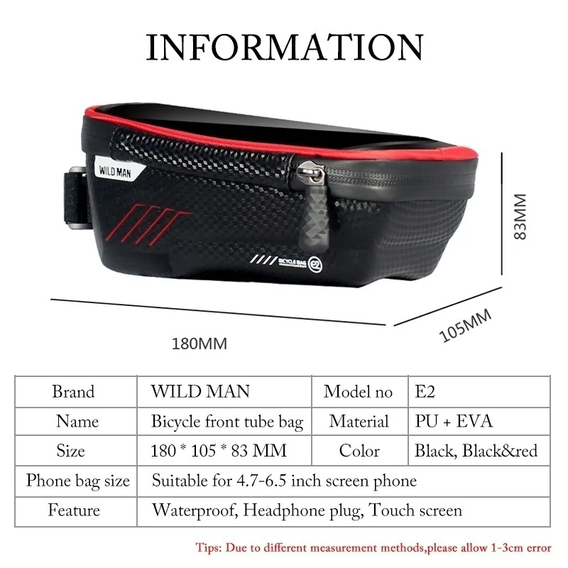 WILD MAN torba na rower wodoodporna przednia droga torba na rower rower uchwyt na telefon komórkowy rower MTB torba na rower na ramę Top rowerowy