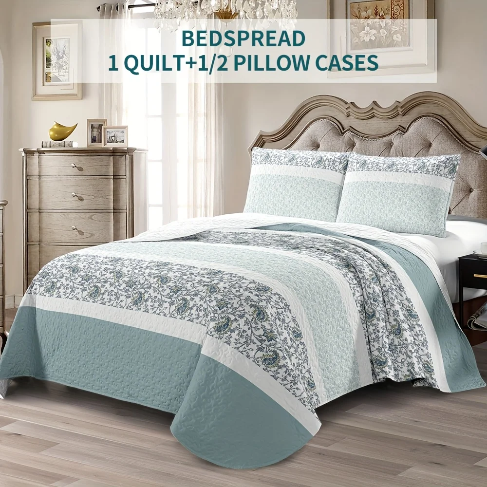 2/3pcs Quilt Set Bedspreads - Soft Cool & Refreshing Summer Quilt Lightweight Microfiber Bedspread - Modern Style Flower Field