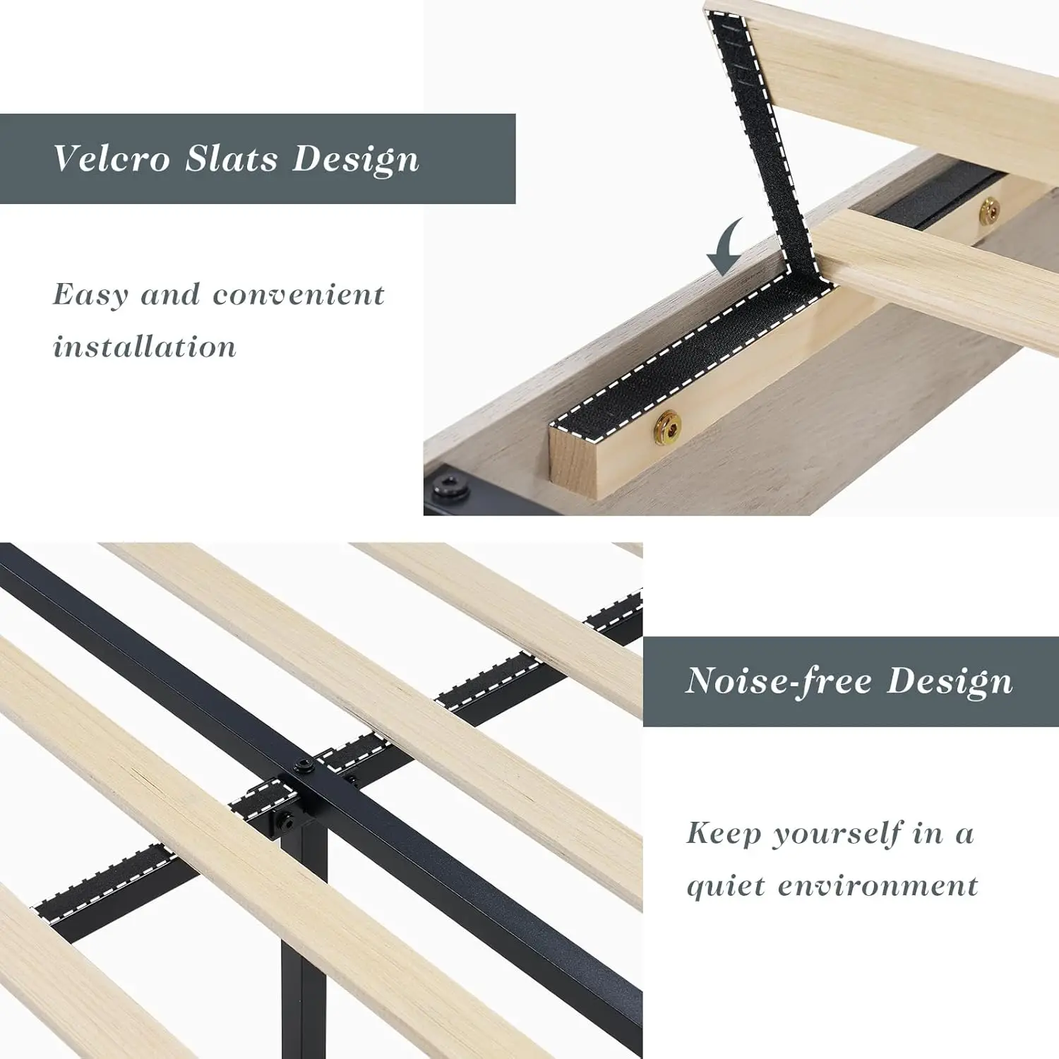 Albott King-Size-Plattformbettgestell mit 49" Kopfteil, Bauernhausbettgestell mit Holzlattenunterstützung/keine Boxspringbett erforderlich/einfach