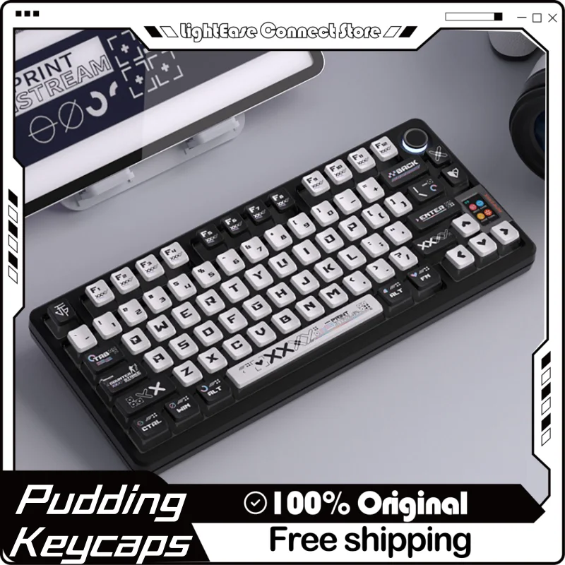 New Printed Collection Theme Pudding Keycaps 122 Key Pbt Thermal Sublimation Mechanical Keyboard Black White Anime Game Keycaps